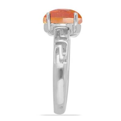 BUY STERLING SILVER REAL PADPARADSCHA QUARTZ GEMSTONE SINGLE STONE RING